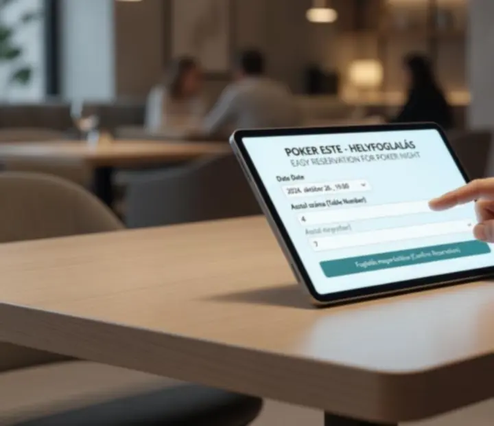 Vendég tablet segítségével foglal póker estet